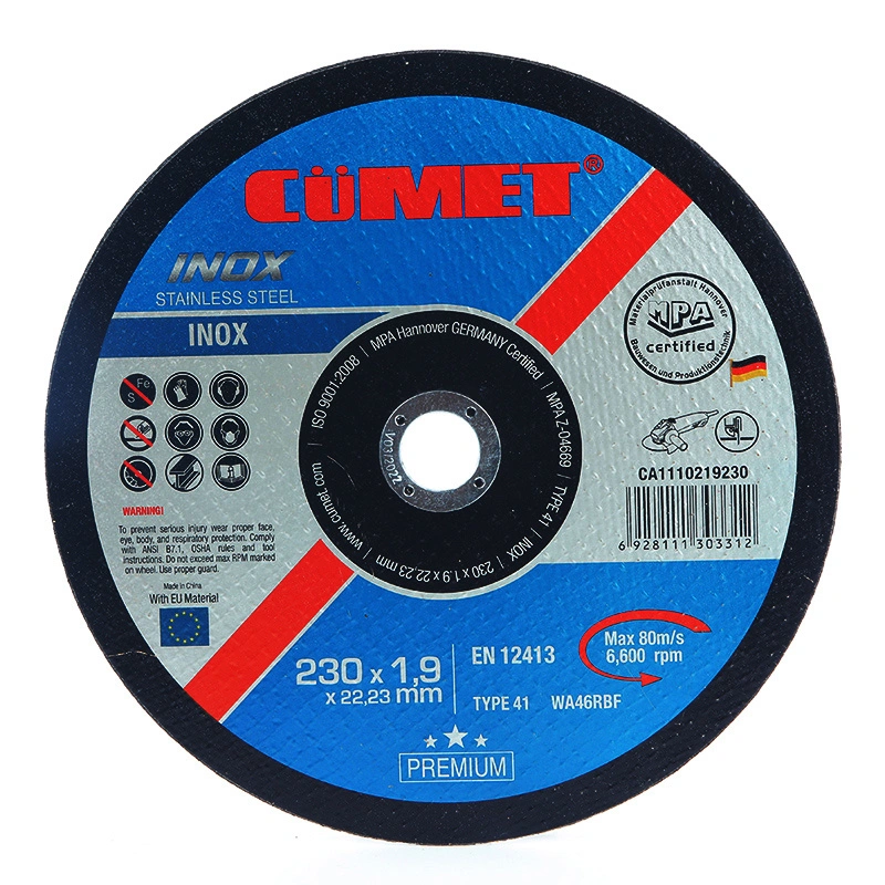 9′ ′ Cutting Disc for Inox Metal Steel Abrasive with MPa Certificates